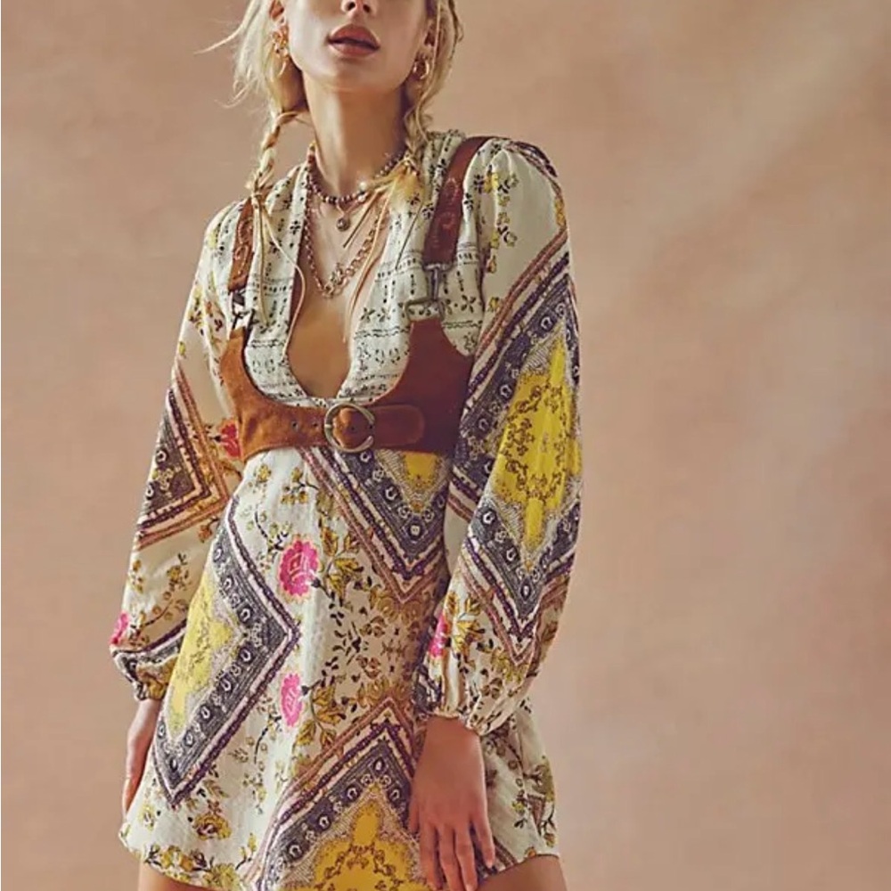 Free People Descanso Mini Dress (cream) size XS